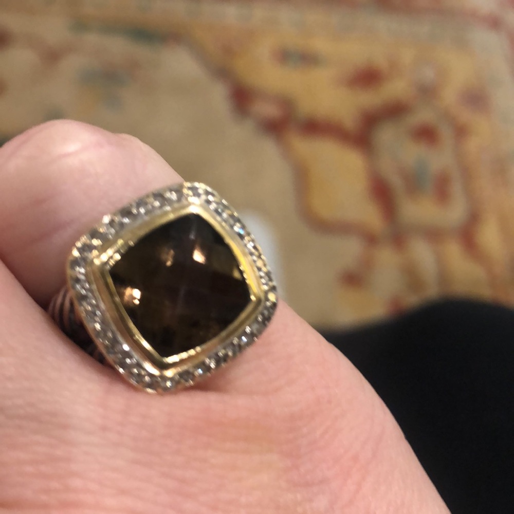 David Yurnan Smoky Quartz & Diamond Albion Ring - Picture 11 of 11